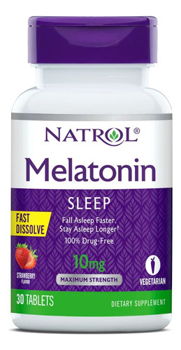 Melatonina Natrol 10mg 30 Tabletas Dormir Vegan Eg M85 Sabor Fresa