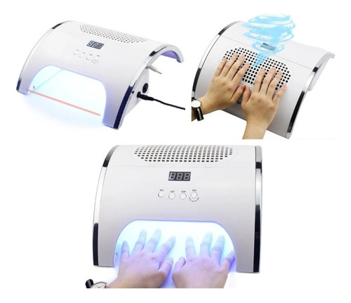 Lampara De Uñas 80w Uv Led+extractor De Polvo/olores 2 En 1 Color Blanco