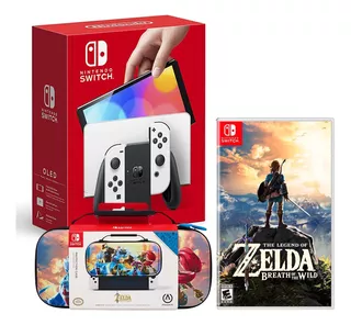 Nintendo Switch Oled Blanco + Zelda Botw + Estuche Hyrule