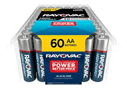 Rayovac Aa 60-pack Pilas Alcalinas De Alta Energía, 815-60p