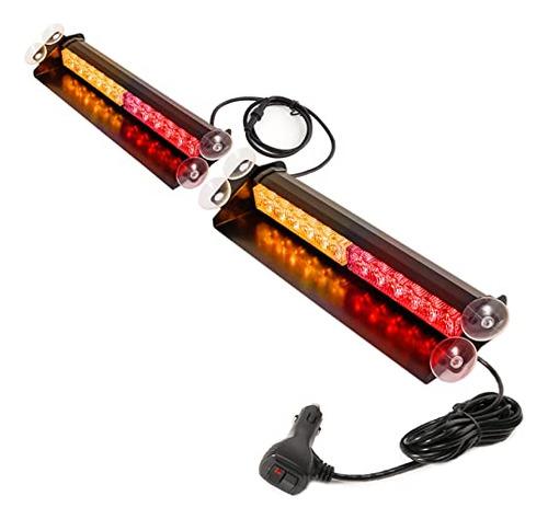 Booyu 2×14.8in Led Dash Emergency Strobe Light Bar 2 En 1 Fr