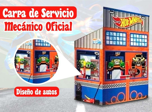 Imagen 5 de 10 de Carpa Casa Juego Nene Auto Garage Hot Wheels Mecanico Niño