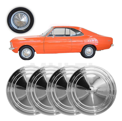 4x Calota Gm Opala 1975 1976 1977 Cromado Chapeu Chines