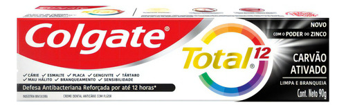 Pasta de dientes Colgate Total 12 con múltiples beneficios de carbón activado, 90 g