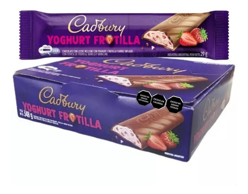 Caja Chocolates Relleno Yoghurt Frutilla Cadbury 29g X 12und