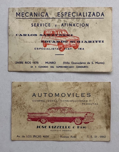 Antiguas Tarjetas Promoción Con Logo Autos Antiguos 1960's