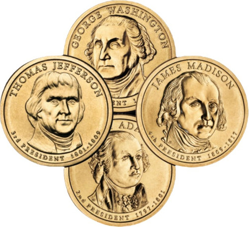 4 Moedas 1 Dolar Serie Presidentes 2007 Unc Fc