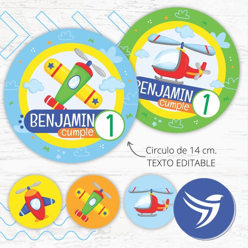 Imagen 4 de 5 de Kit Imprimible Decoración Candybar Aviones Texto Editable