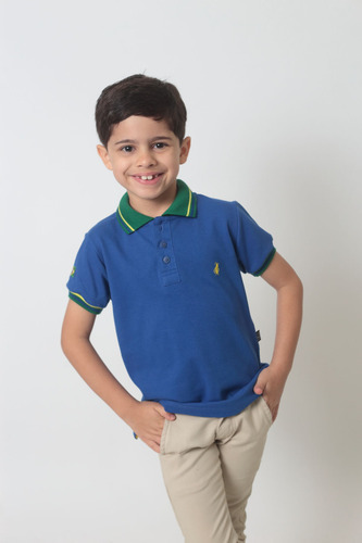 Camisa Polo Ou Body Polo Infantil Azul Royal