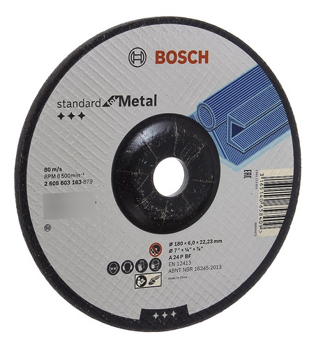 Disco De Desbaste Standard  A 24p Bf 7'' Para Metal Bosch 30