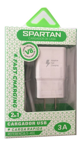 Cargador Spartan Carga Rápida V8 Color Blanco