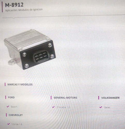 Modulo De Encendido Para Chevrolet Chevette 1.6
