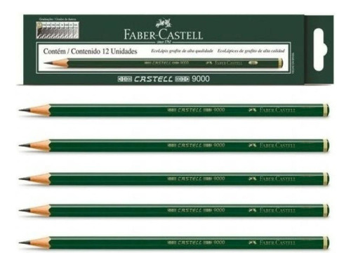 Caixa De Lápis 9000 2 B Faber Castel 12 Unid Kit 5