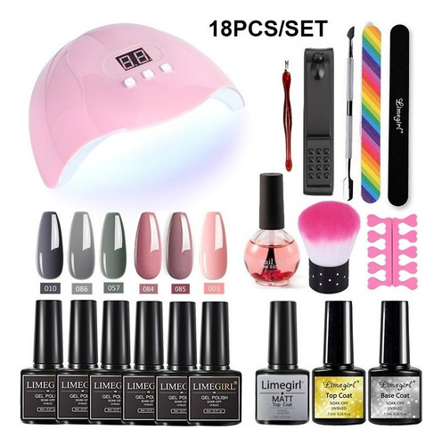 Juego De 18 Esmaltes En Gel Semipermanentes Con Lámpara Uv P