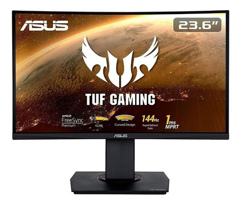 Imagen 1 de 5 de Monitor gamer curvo Asus TUF Gaming VG24VQ led 23.6 " negro 100V/240V