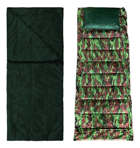 Saco De Dormir + Colchonete Solteiro Com Travesseiro Verde