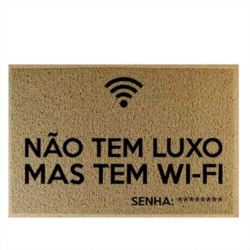 Tapete Capacho Bege - Não Tem Luxo Mas Tem Wi-fi Desenho do tecido C507 (Bege)