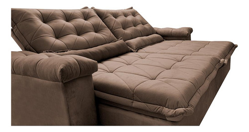 Sofá Retrátil 2,55m Cama Inbox Big Fresh. Com Softgel d40 Cor Castor
