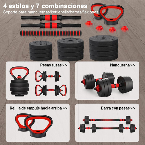 Kit De 20kg Pesas Y Mancuernas Ajustables Para Ejercicio