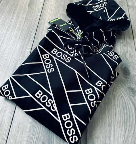 Sudadera Con Estampado Boss De Caballero Con Gorro