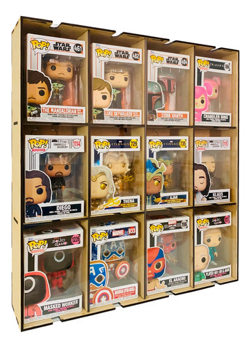 Imagen 1 de 10 de Exhibidor Funko Pop Juguetero Vitrina Acrilico Madera Mdf Color Natural