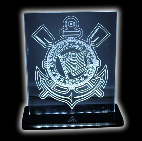 Imagem 2 de 8 de Luminária 3d Led Branco - Corinthians - Timão - Decoração