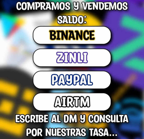 Recarga Saldo Zinli Paypal Binance Zelle Airtm