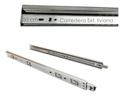 Corredera Telescópica Liviana 50cm Para Cajón X 1 Par Riel