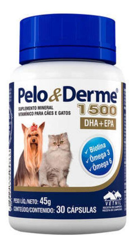 Pelo E Derme 1500 30 Capsulas Vetnil Omega 3 E 6