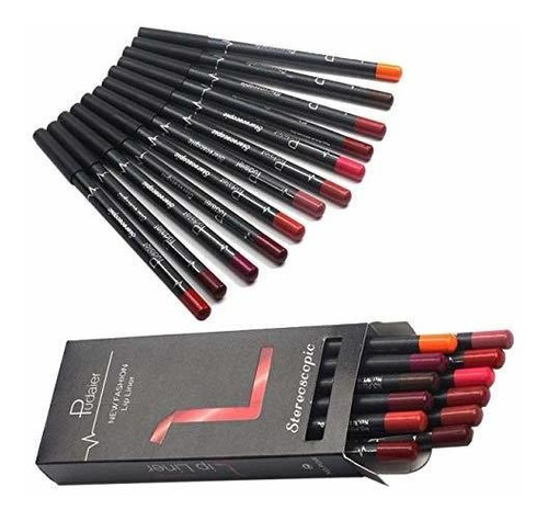 Set Lápices Labiales Profesional 12 Colores Waterproof