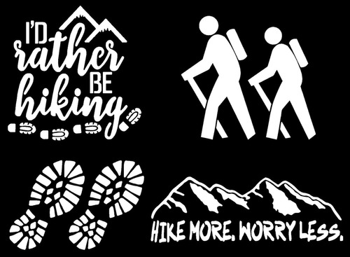 Paquete De 4 Calcomanias De Senderismo: I'd Rather Be Hiking