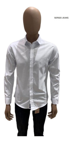 Imagen 4 de 5 de Camisa De Hombre Blanca Ajustada Slim Fit Elastizada