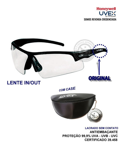 Óculos Balístico Honeywell Exito Uvex Inout Original + Case
