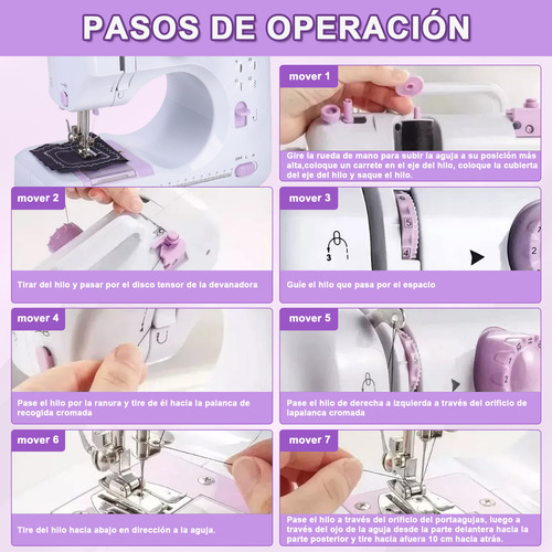 Set De 146 Maquina De Coser Portatil 12 Aguja Con Expansión Blanco
