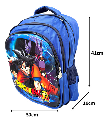 Mochila Goku Dragon Ball Z Set Lonchera+ Lapicera 3d Luz Led Dragon Ball Z Azul Mochila Goku Combo 3 Piezas