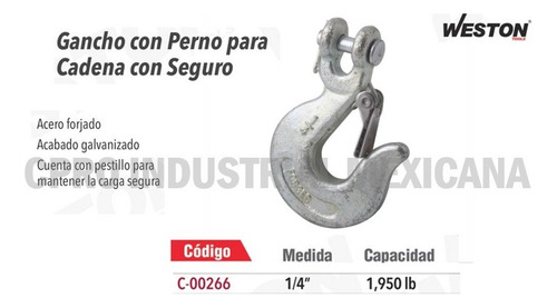 Gancho para panel ranurado Weston C-00266 MAT1018 CADENA2312 x unidad