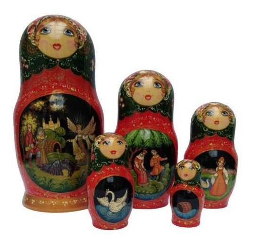 Muñeca Matrioska Rusa Adornos Para La Casa 21 Cm Set 5 Pcs