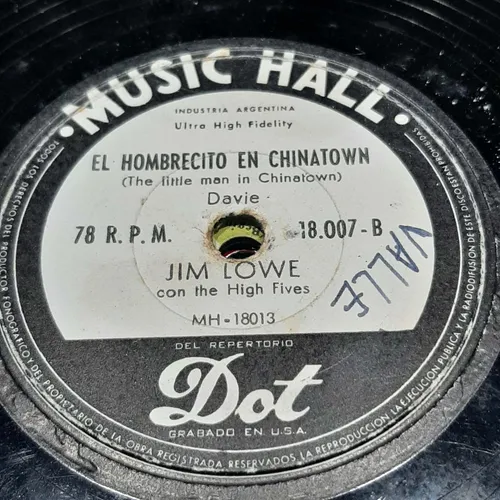 Pasta Jim Lowe The High Fives Music Hall C470 (Usado)