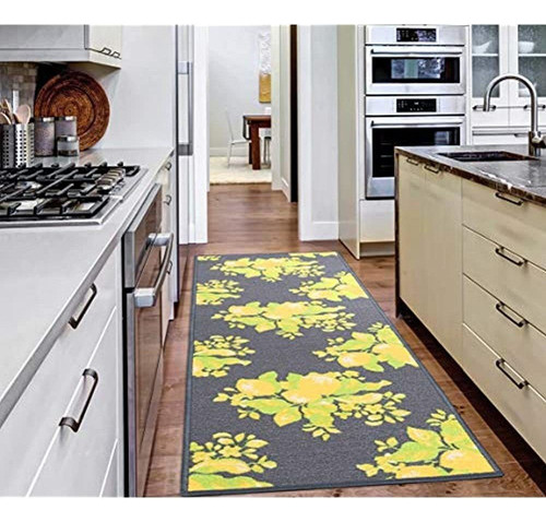 Ottomanson Lemon Collection Contemporary Grey Lemons Design