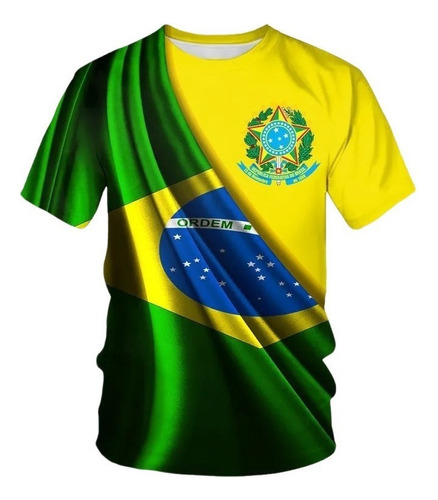 Camisa Casual De Manga Corta Patriota Green Yellow Brazil