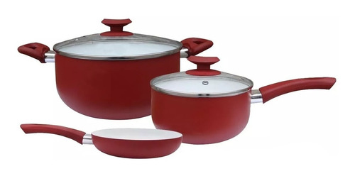 Bateria De Cocina Ceramica X3 Pzas Antiadherente Tv Calidad