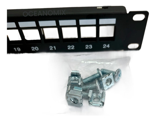 Patch Panel 24 Portas Blindado Descarregado Com Guia Suporte