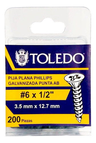 Pija Plana Phillips #6 X 1/2 200pz Toledo