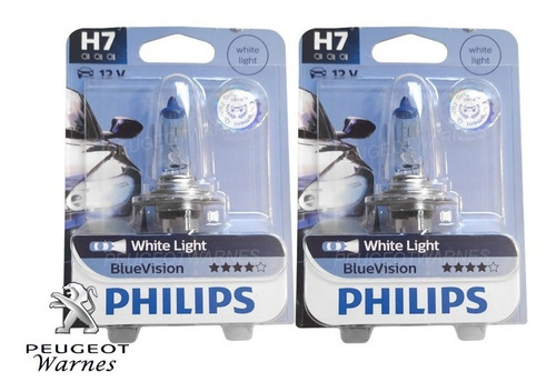Imagen 1 de 10 de Juego Lamparas H7 Philips Bluevision Peugeot Citroen 12v 55w
