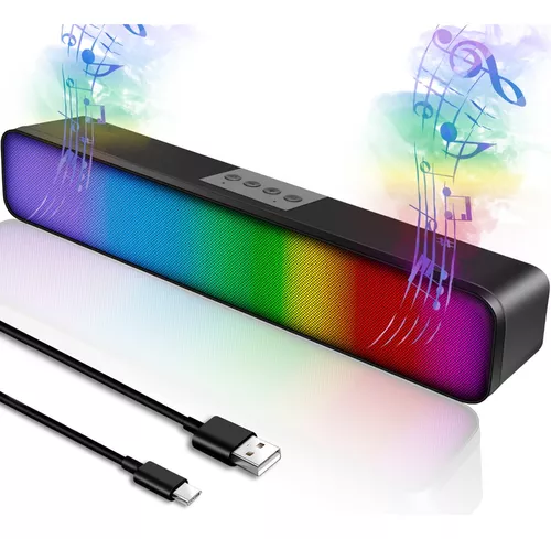 Altavoces de Ordenador, Altavoz de PC Sonido Estéreo USB Multimedia con Luz  LED Colorida para Computadora de Escritorio, Portátil (Paquete de Dos)