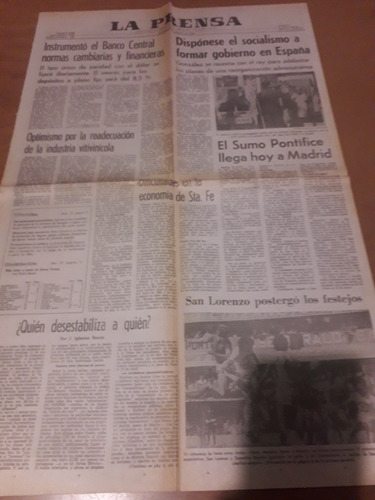 Tapa Diario La Prensa 31 10 1982 San Lorenzo Santa Fe Vitivi