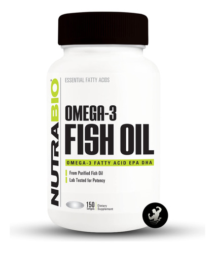 Omega 3 Fish Oil 150 Cápsulas. Nutrabio, Aceite De Pescado. 