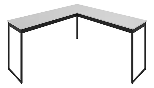 comprar Mesa Em L Meslmagn De Canto Nórdico Moderno Com Estrutura Em Ferro E Tampo De Madeira Cor Branco Com Preto