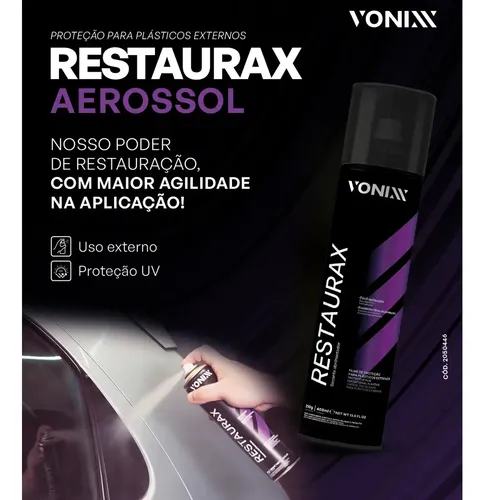 RESTAURAX AEROSSOL 400ML VONNIX RESTAURADOR DE PLASTÍCOS