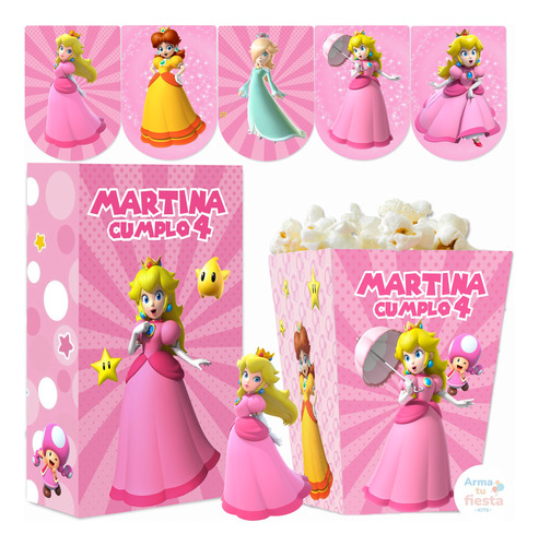 Kit Imprimible Princesa Peach Mario Bros Texto Editable